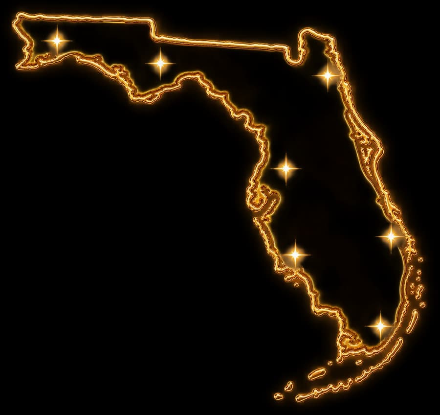 Mapa de Florida en oro